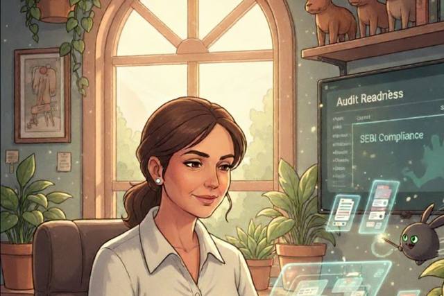 Illustration of an independent research analyst preparing audit documentation